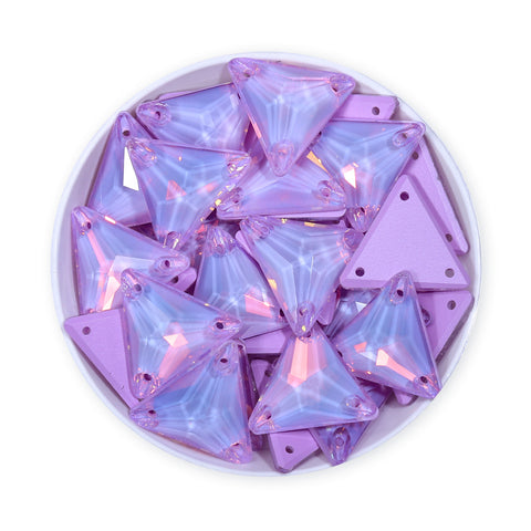 Lavender AM Triangle Shape High Quality Glass Sew-on Rhinestones