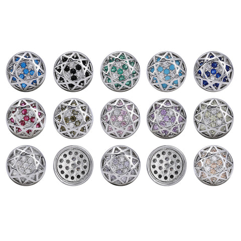 Round Shape Imitation Rhodium Plated High-Quality Sew-on Alloy Charms Inlaid Cubic Zirconia