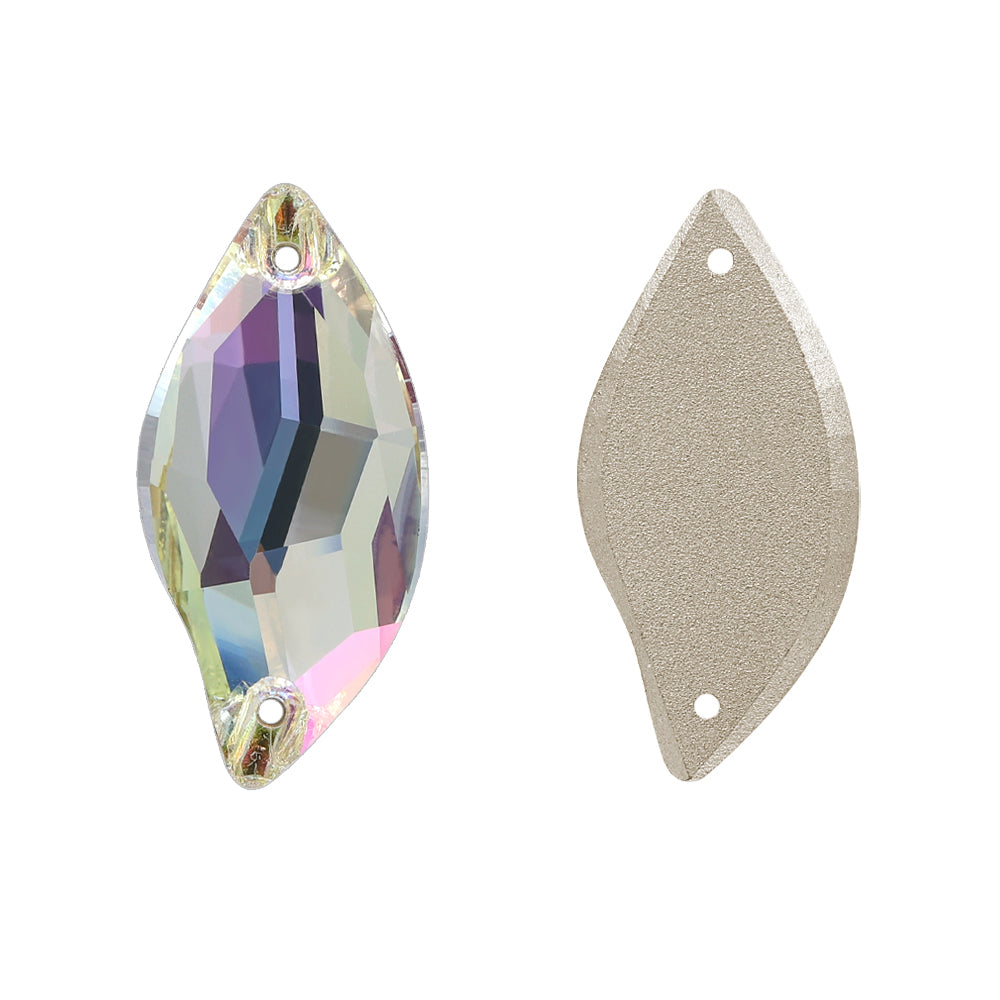 Luminous Green Diamond Leaf Shape High Quality Glass Sew-on Rhinestones Secondary image