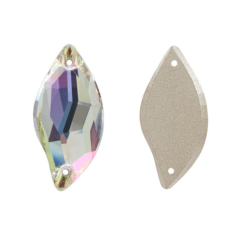 Luminous Green Diamond Leaf Shape High Quality Glass Sew-on Rhinestones