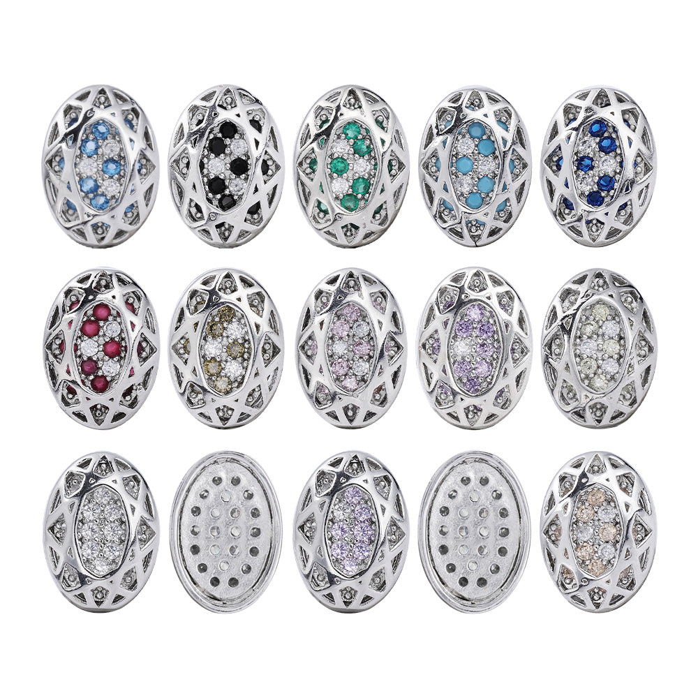 Oval Shape Imitation Rhodium Plated High-Quality Sew-on Alloy Charms Inlaid Cubic Zirconia Secondary image