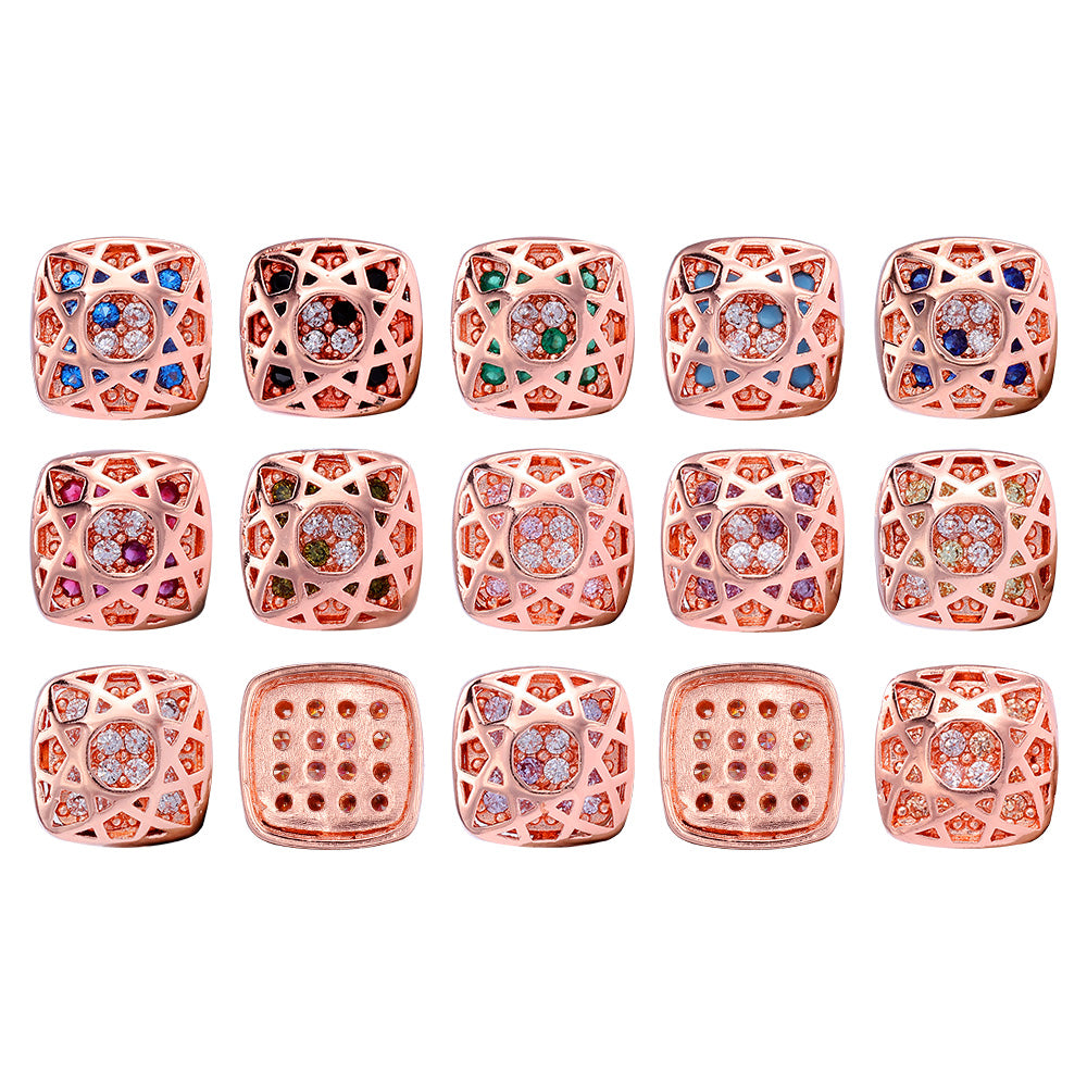 Pude firkantet form Rose Gold forgyldt SEW-ON ALLOY CHARMS HØJ-ON ALLOY Cubic Zirconia Sekundært billede