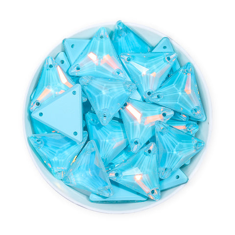 Aquamarine AM Triangle Shape High Quality Glass Sew-on Rhinestones
