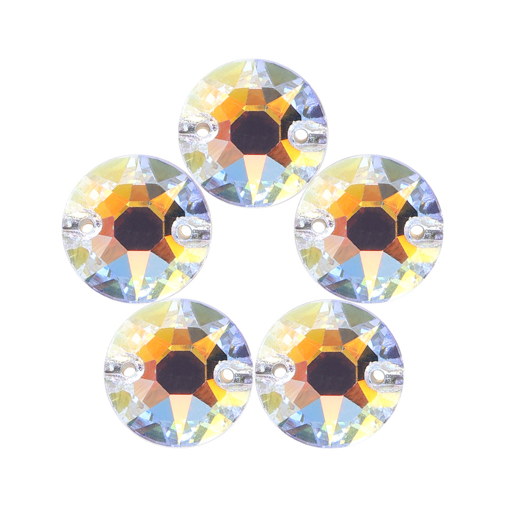 Light Crystal AB XIRIUS Round Shape High Quality Glass Sew-on Rhinestones