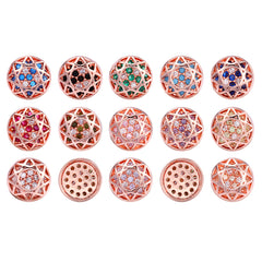 Round Shape Rose Gold Plated High-Quality Sew-on Alloy Charms Inlaid Cubic Zirconia