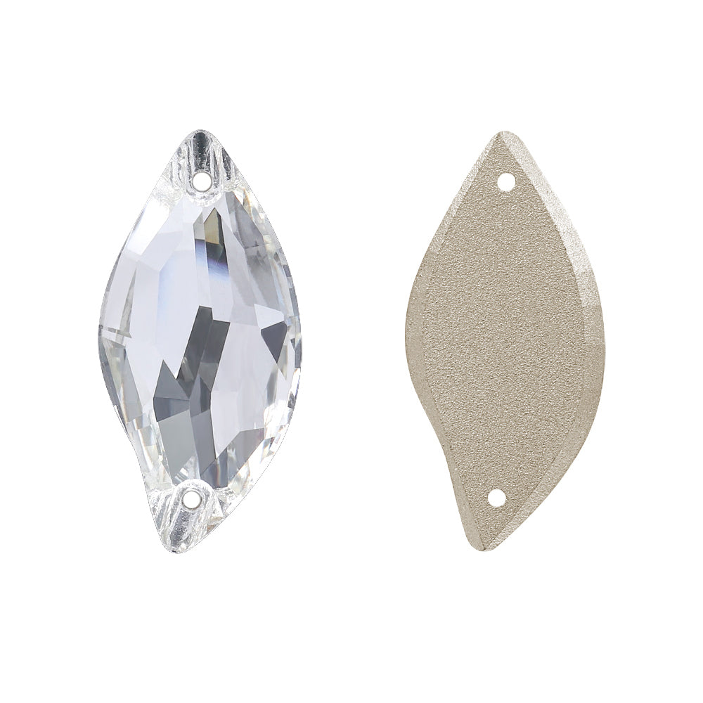 Zilveren schaduw diamanten bladvorm hoogwaardige glazen naa-on strass Secundaire afbeelding