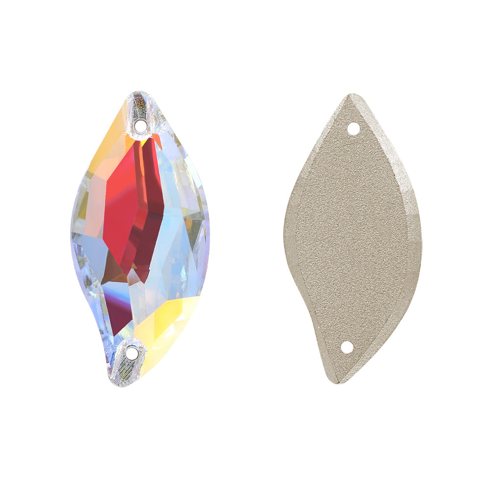 Light Crystal AB Diamond Leaf Forma Rhinestones de costura de vidrio de alta calidad Imagen secundaria del producto