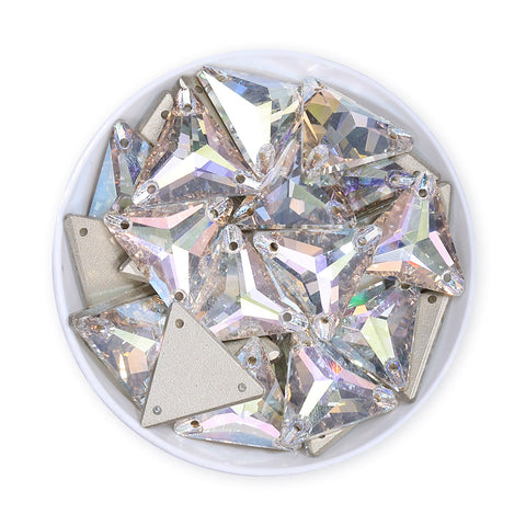 Crystal Transmission Triangle Shape High Quality Glass Sew-on Rhinestones