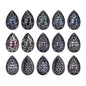 Mixed Colors Drop Shape Hematite Plated High-Quality Sew-on Alloy Charms Inlaid Cubic Zirconia WholesaleRhinestone