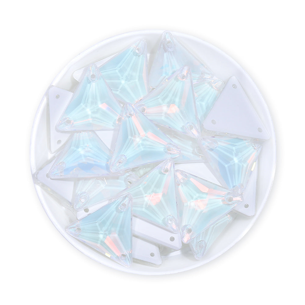 Crystal AM Triangle Shape High Quality Glass Sew-on Rhinestones