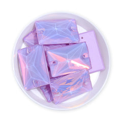 Lavender AM Rectangle Shape High Quality Glass Sew-on Rhinestones