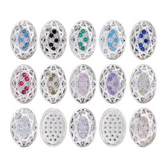 Oval Shape Silver Plated High-Quality Sew-on Alloy Charms Inlaid Cubic Zirconia