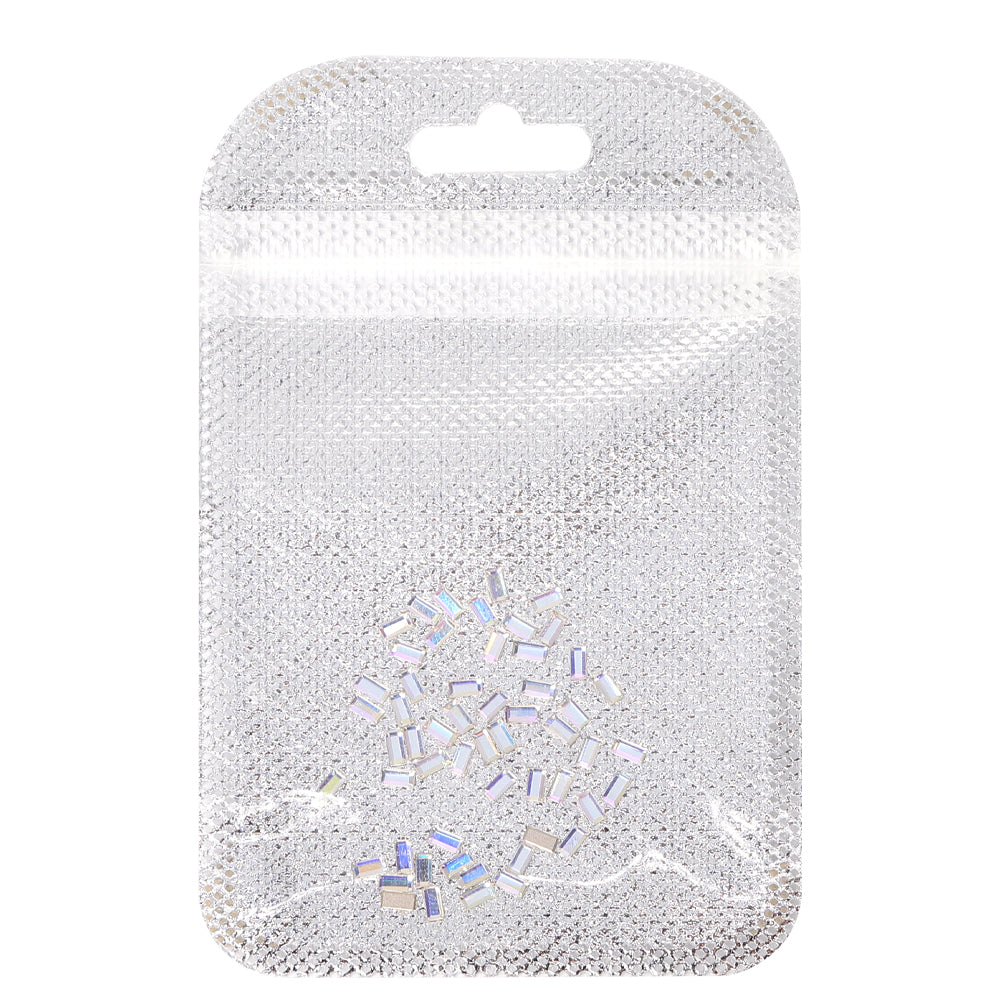 Rectangle Shape Multi Colors Small Size Glass Beveled Flat Back Fancy Rhinestones For Nail Art