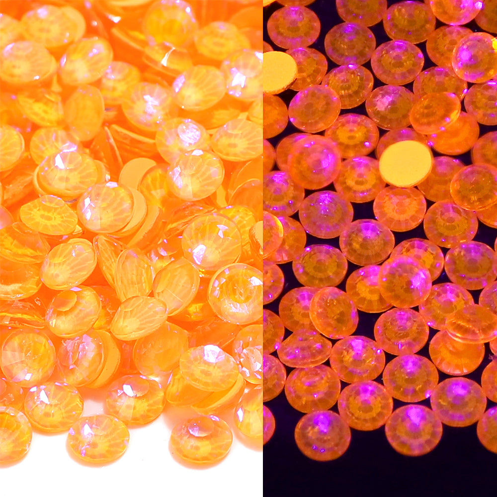 Neon Coral Orange AB Glass FlatBack Neon Rhinestones