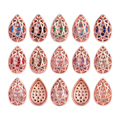 Drop Shape Rose Gold Plated High-Quality Sew-on Alloy Charms Inlaid Cubic Zirconia