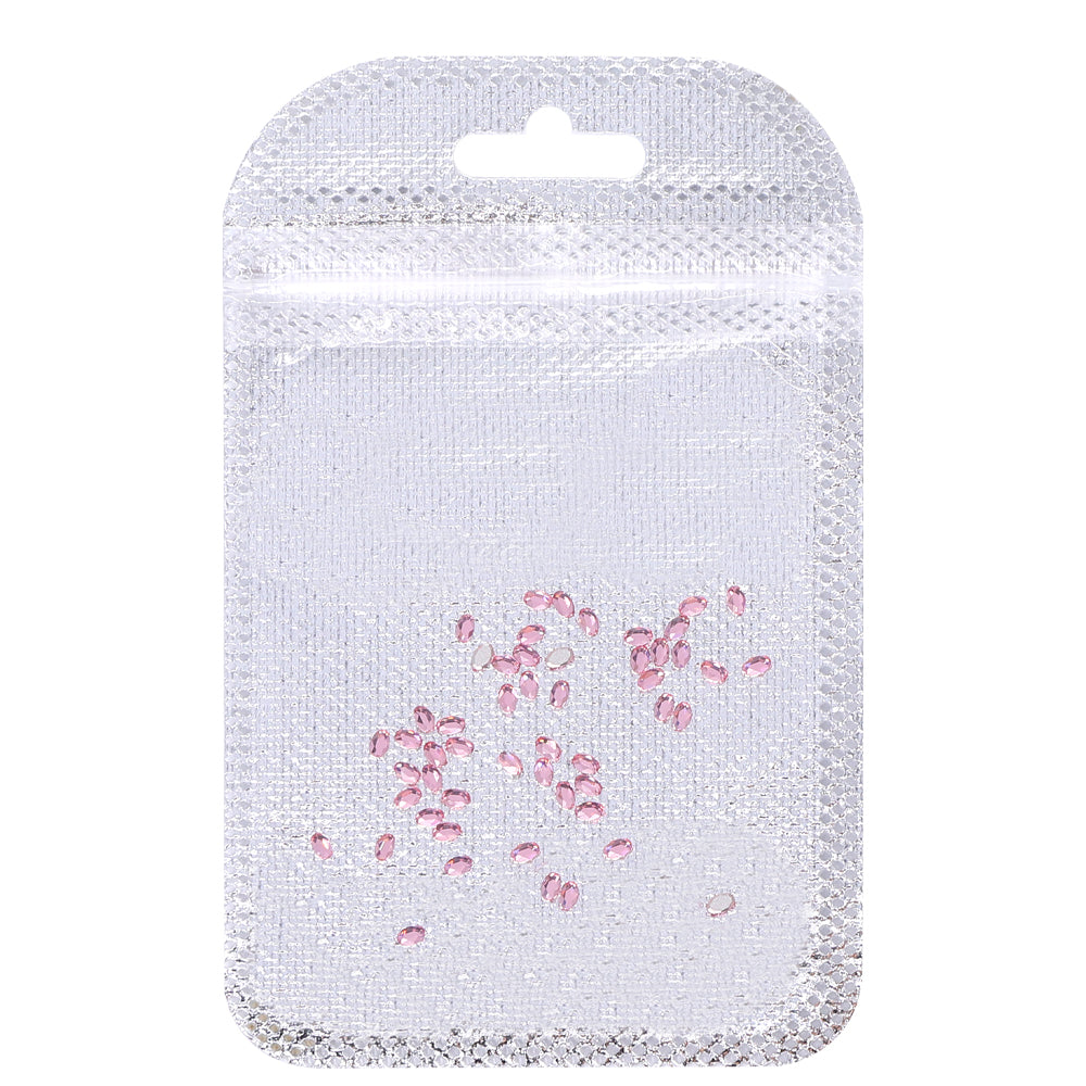 Oval Shape Multi Colors Small Size Glass Beveled Flat Back Fancy Rhinestones For Nail Art