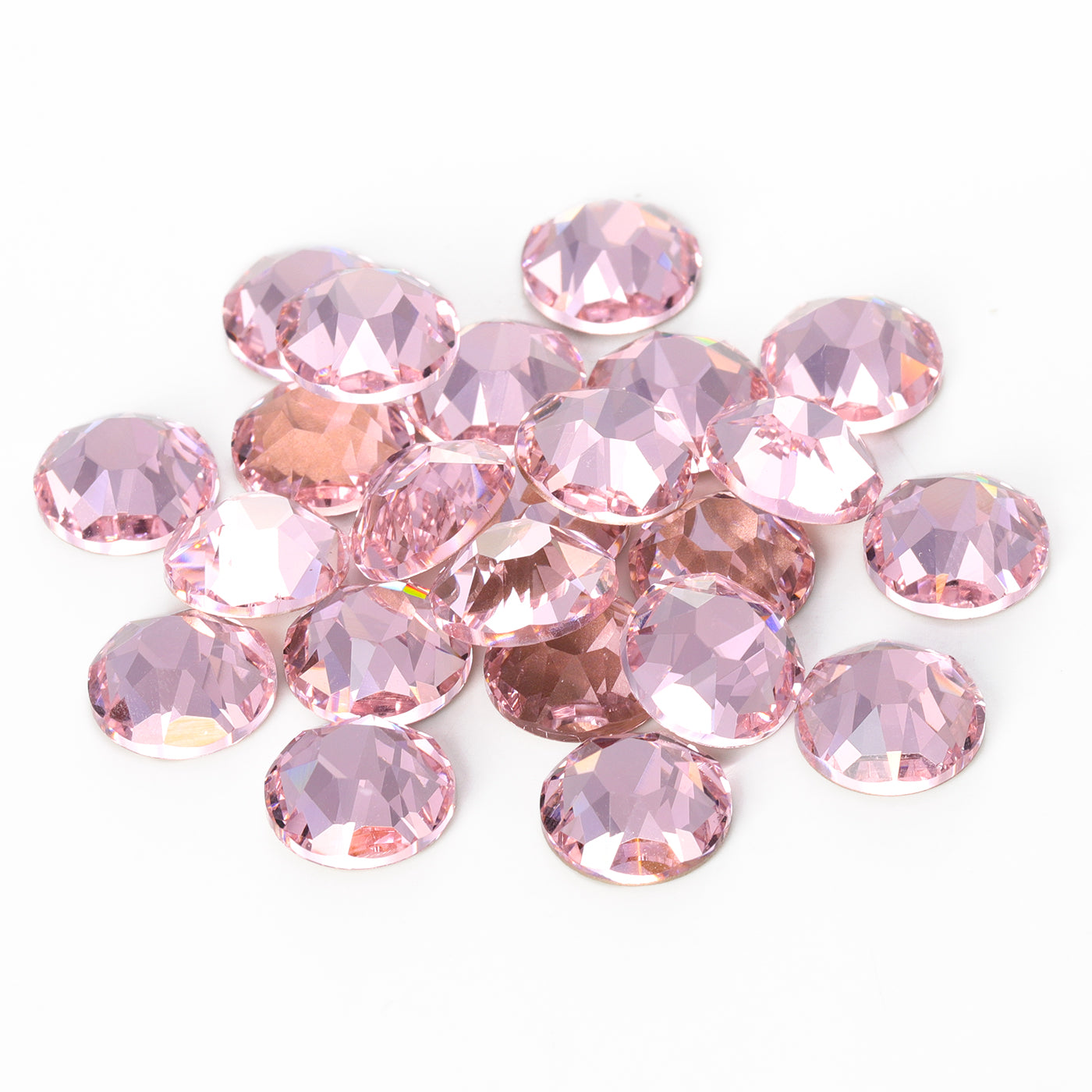 Light Rose XIRIUS Round Shape High Quality Glass Beveled Flat Back Rhinestones WholesaleRhinestone