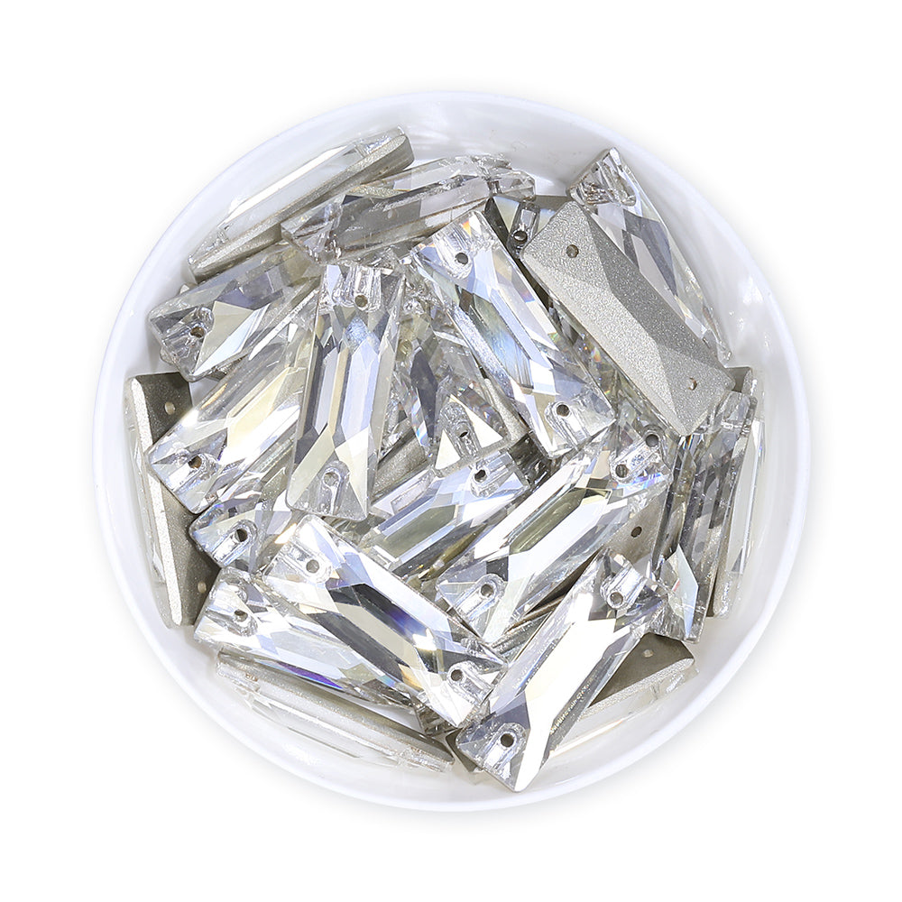 Silver Shade Cosmic Baguette Shape High Quality Glass Sew-on Rhinestones