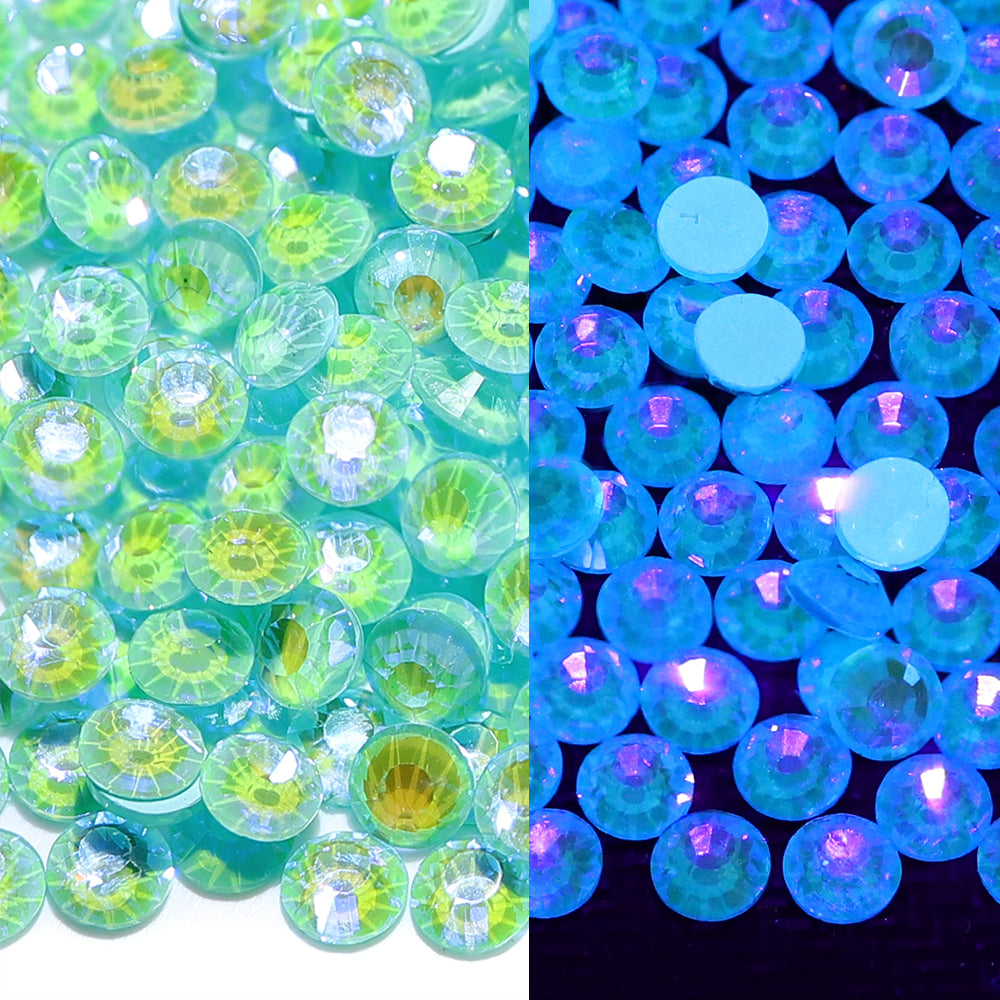 Neon Turquoise AB Glass FlatBack Neon Rhinestones