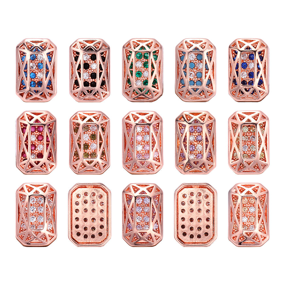Octagon Shape Rose Gold Plated High-Quality Sew-on Alloy Charms Inlaid Cubic Zirconia WholesaleRhinestone