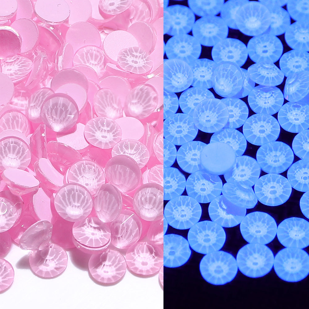 Neon Pink Snowy White Glass FlatBack Neon Rhinestones