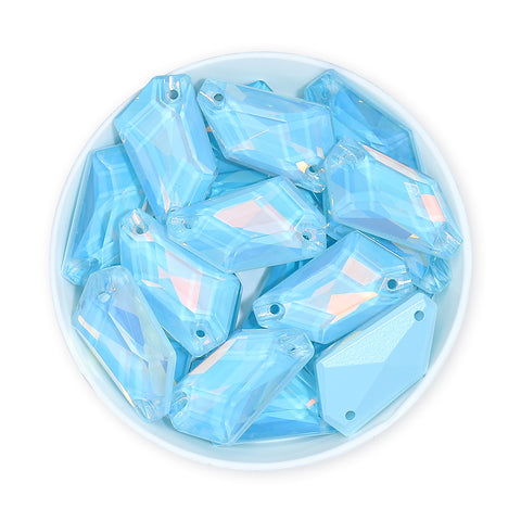 Aquamarine AM De-Art Shape High Quality Glass Sew-on Rhinestones