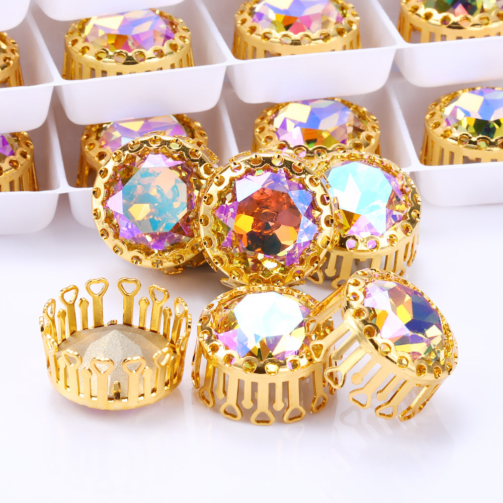 Paradise Shine Gemstone Flor Redonda Redonda de alta calidad Caw-on Nest Hollow Rhinestones Imagen secundaria del producto