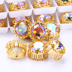 Paradise Shine Gemstone Flower Round Shape High-Quality Glass Sew-on Nest Hollow Claw Rhinestones WholesaleRhinestone