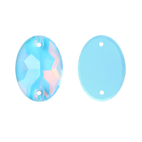 Aquamarine AM Oval Shape High Quality Glass Sew-on Rhinestones