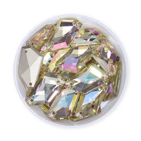 Luminous Green De-Art Shape High Quality Glass Sew-on Rhinestones
