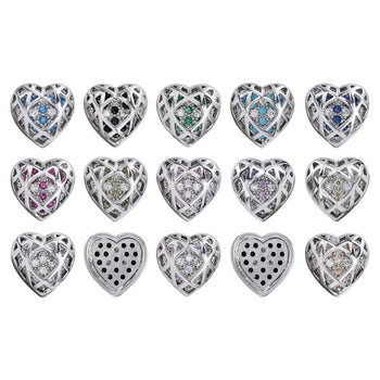 Mixed Colors Heart Shape Imitation Rhodium Plated High-Quality Sew-on Alloy Charms Inlaid Cubic Zirconia WholesaleRhinestone