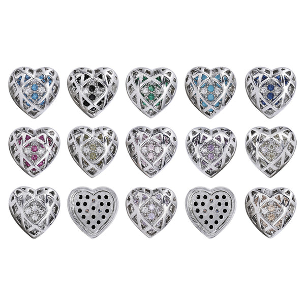 Heart Shape Imitation Rhodium Plated High-Quality Sew-on Alloy Charms Inlaid Cubic Zirconia WholesaleRhinestone