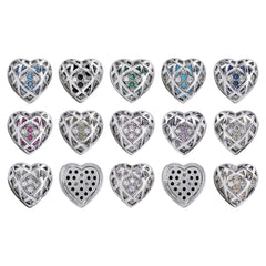 Heart Shape Imitation Rhodium Plated High-Quality Sew-on Alloy Charms Inlaid Cubic Zirconia