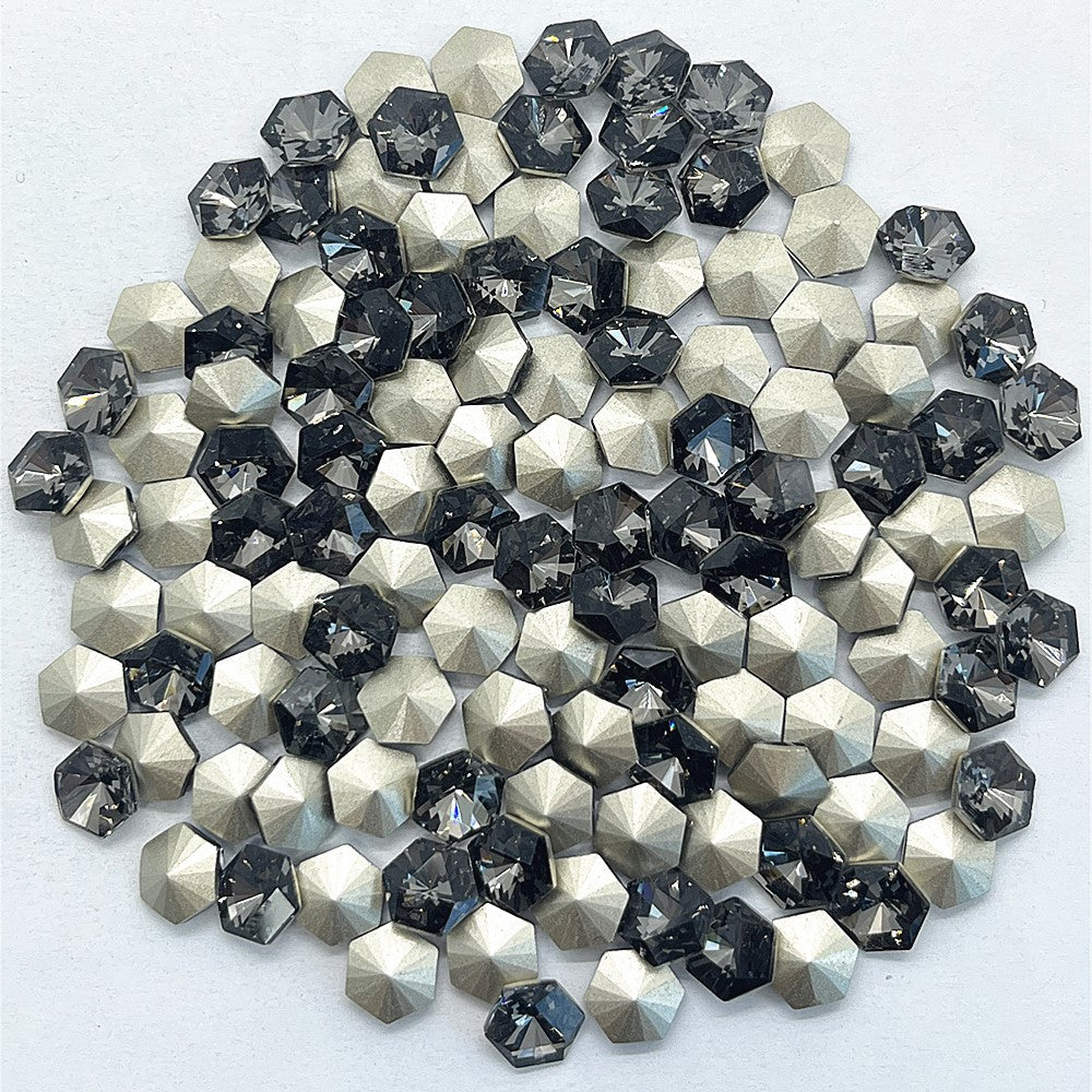 Black Diamond Hexagon kaleidoscope Shape Glass Pointed Back Fancy Rhinestones WholesaleRhinestone