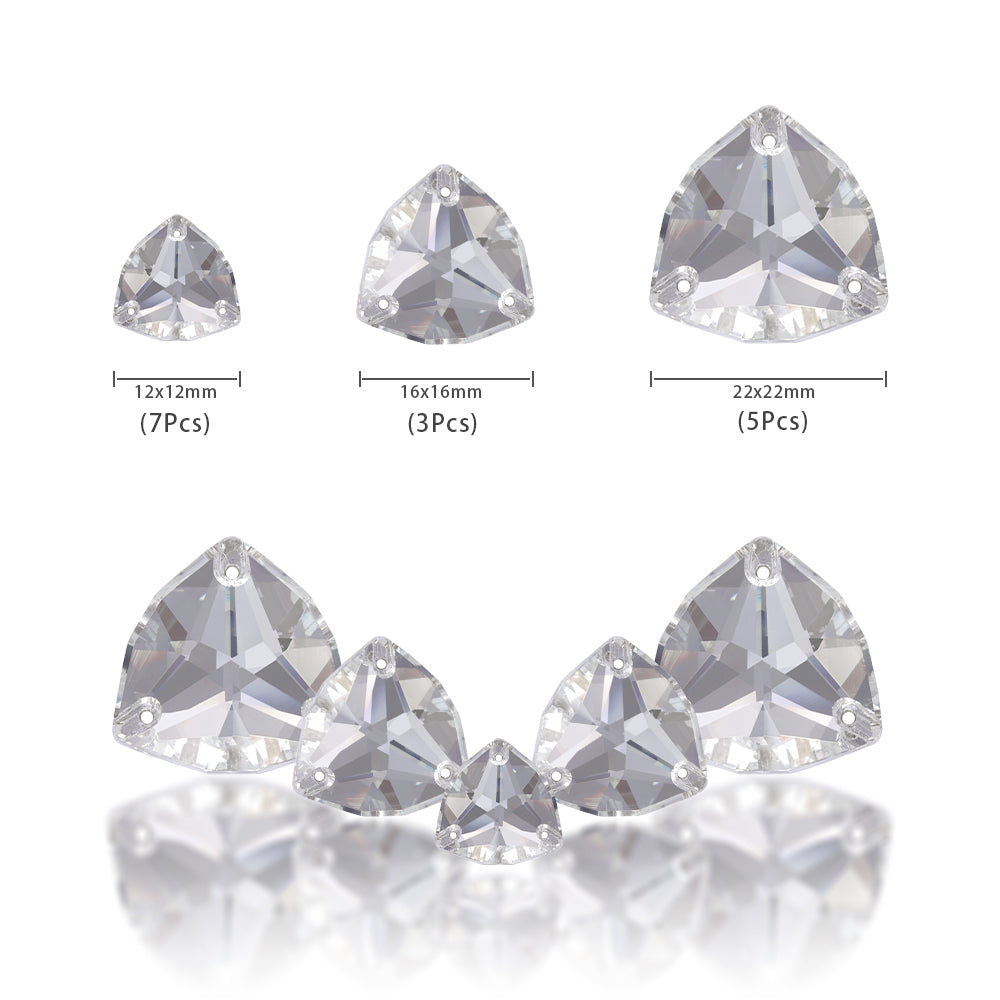 Mixed Sizes Crystal Trilliant Shape High Quality Glass Sew-on Rhinestones
