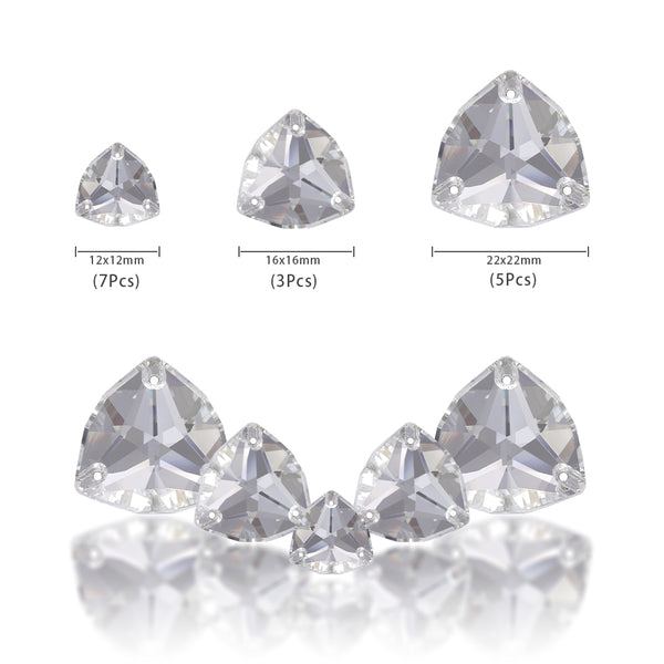 Mixed Sizes Crystal Trilliant Shape High Quality Glass Sew-on Rhinestones