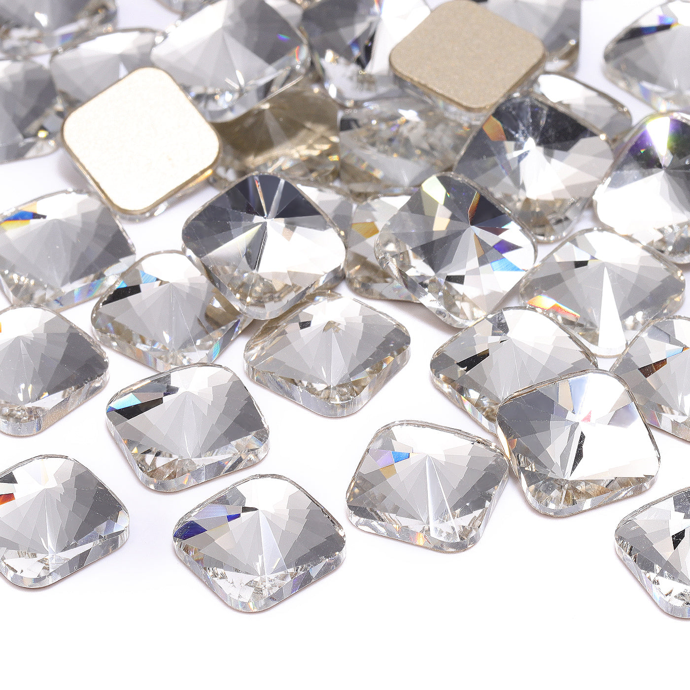 Kristall Rivoli quadratische Form hochwertiges Glas abgeschrägtes Flat -Rücken -Strass -Strasssteine