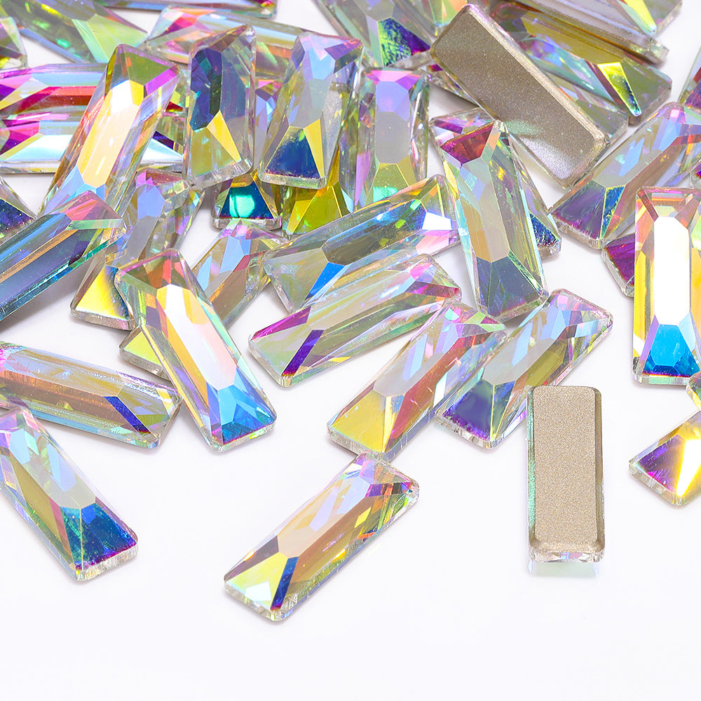 Crystal AB Cosmic Baguette Shape High Quality Glass Beveled Flat Back Rhinestones WholesaleRhinestone