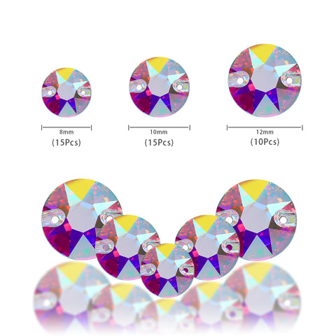 Mixed Sizes Crystal AB XIRIUS Round Shape High Quality Glass Sew-on Rhinestones Secondary image