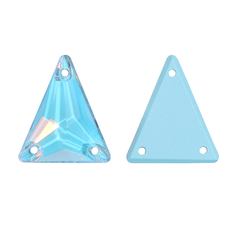 Slim Triangle Shape Aquamarine AM High Quality Glass Sew-on Rhinestones Secondary image