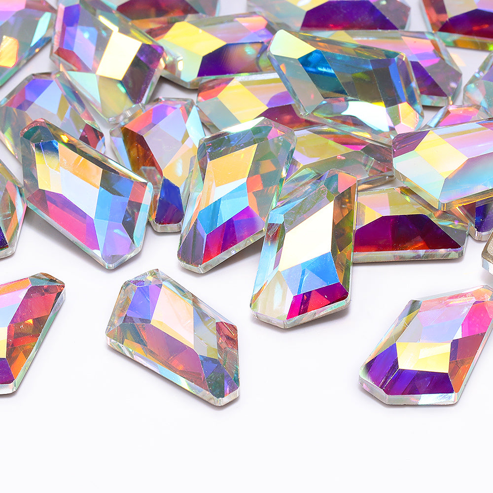 Crystal AB De-Art Shape High Quality Glass Beveled Flat Back Rhinestones WholesaleRhinestone