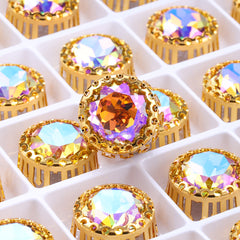 Paradise Shine Gemstone Flower Round Shape High-Quality Glass Sew-on Nest Hollow Claw Rhinestones WholesaleRhinestone