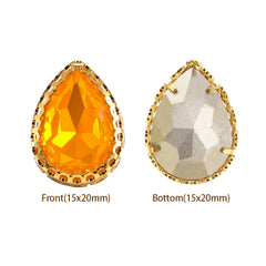 Topaz Opal Drop Shape High-Quality Glass Sew-on Nest Hollow Claw Rhinestones