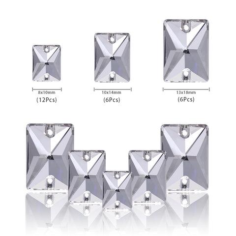 Mixed Sizes Crystal Rectangle Shape High Quality Glass Sew-on Rhinestones Secondary image
