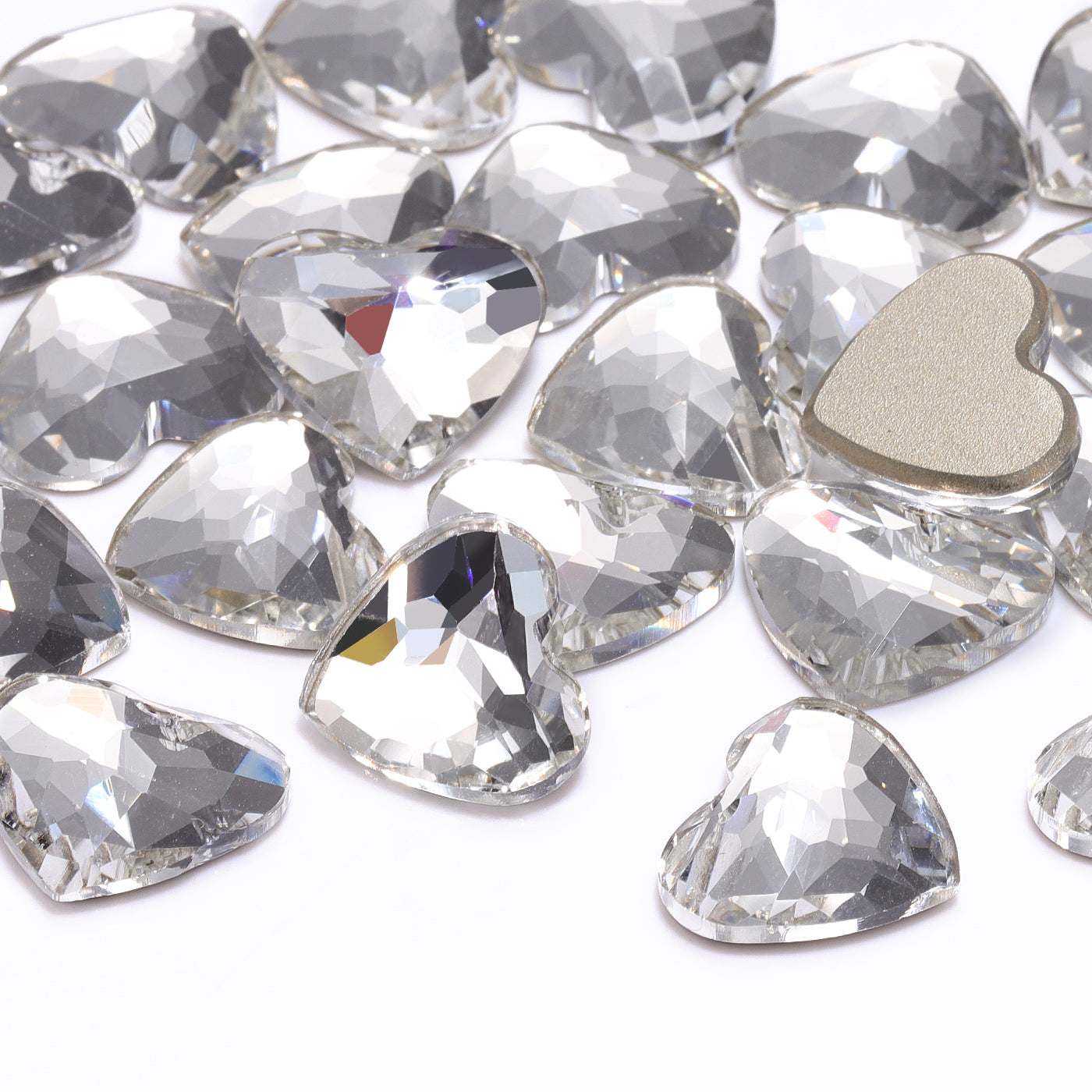 Crystal Heart Shape High Quality Glass Beveled Flat Back Rhinestones