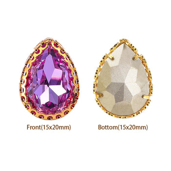 Violet Drop Shape High-Quality Glass Sew-on Nest Hollow Claw Rhinestones WholesaleRhinestone