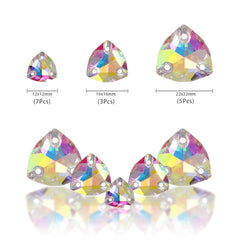 Mixed Sizes Crystal AB Trilliant Shape High Quality Glass Sew-on Rhinestones