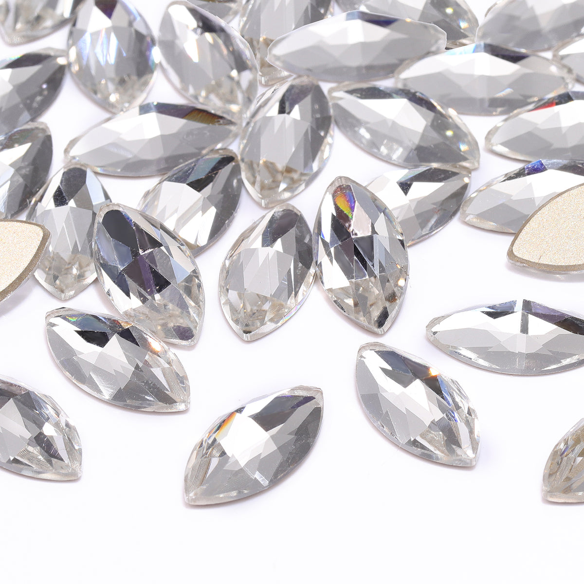 Crystal Navette Shape High Quality Glass Beveled Flat Back Rhinestones WholesaleRhinestone