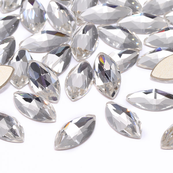Crystal Navette Shape High Quality Glass Beveled Flat Back Rhinestones WholesaleRhinestone