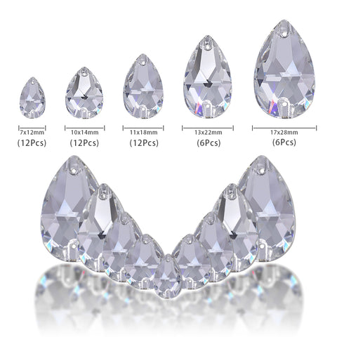 Crystal AB Forma de gota de alta calidad Rhinestones cosidosas Imagen secundaria del producto